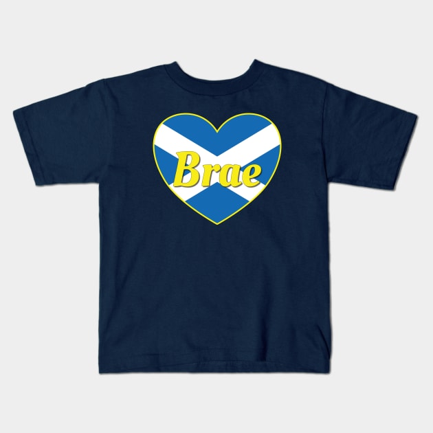 Brae Scotland UK Scotland Flag Heart Kids T-Shirt by DPattonPD